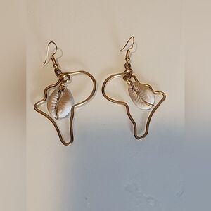 African cowrie shell earrings and ring set